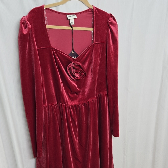 Ava & Viv Dresses & Skirts - SALE* Red Ruched Tiered Dress with Long Sleeves